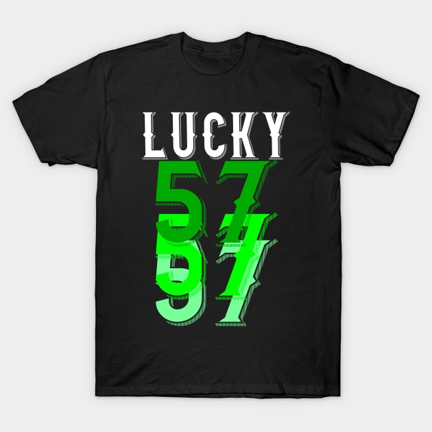 57th Age Birthday Lucky 7 T-Shirt by Outrageous Flavors